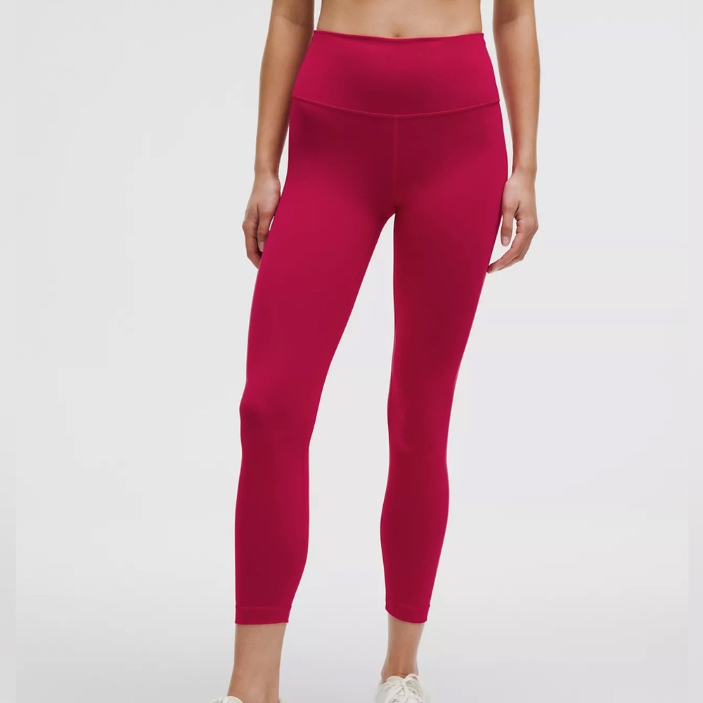 Lululemon Wunder Train High Rise Tights with side pockets, 25”, red